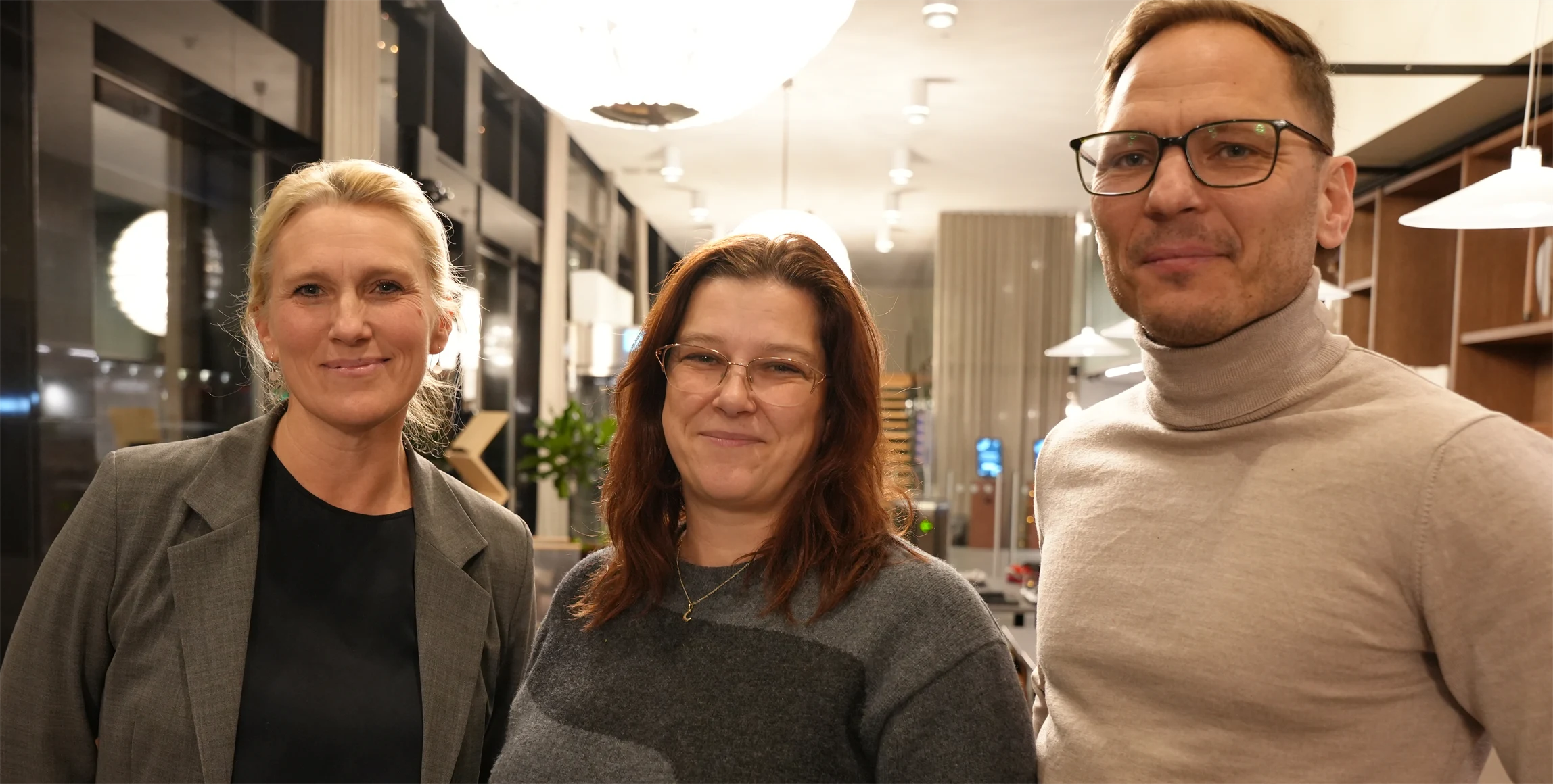 Anna Vargö, förhandlingschef på Gröna arbetsgivare, Ulrika Nilsson, avtalssekreterare på Seko, och Johan Ingelskog, avtalssekreterare på Kommunal.