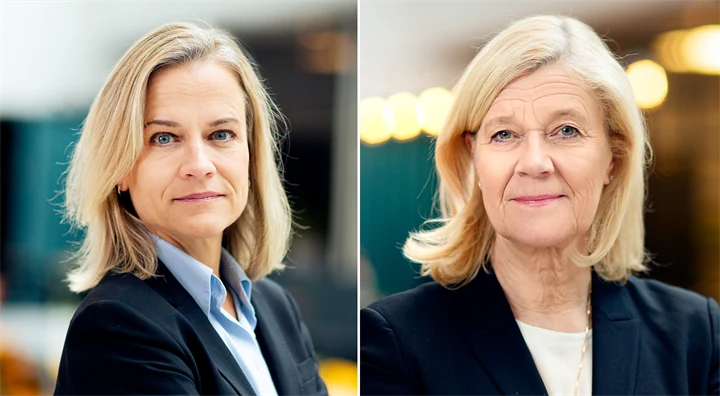 Bild på Eva Glückman, vd Grafiska Företagen, och Lena-Liisa Tengblad, vd Gröna arbetsgivare.